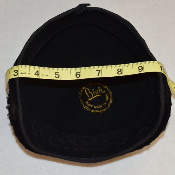 Vintage Biak Black Cocktail Hat Rhinestones Faux Pearls Juliet Cap Made in Italy - Picture 13 of 13